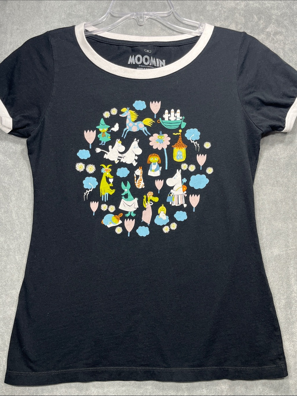 Moomin Ripple Junction Character Graphic Ringer T Shirt Small